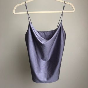 Violet spandex cowl neck top